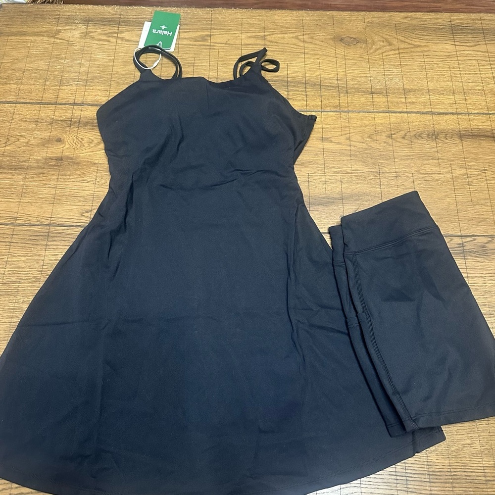 HALARA SoftlyZero 2 Piece Dance Active Dress and Shorts XS NWT Black